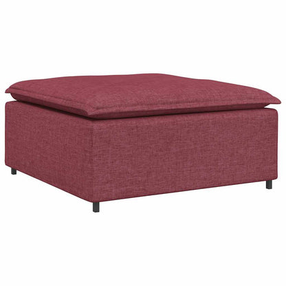 Sofá modular com pufes e almofadas tecido vermelho tinto