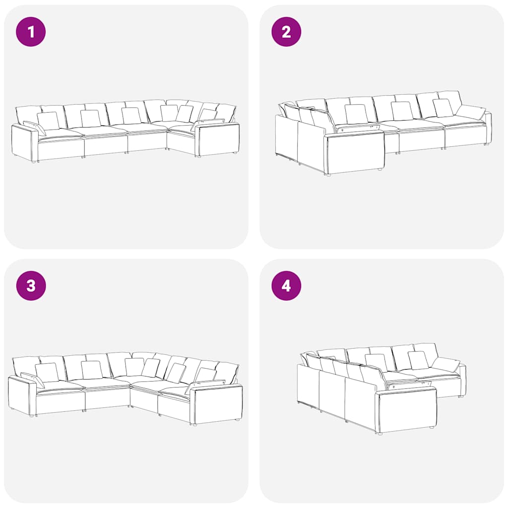 Sofá modular com almofadas veludo azul
