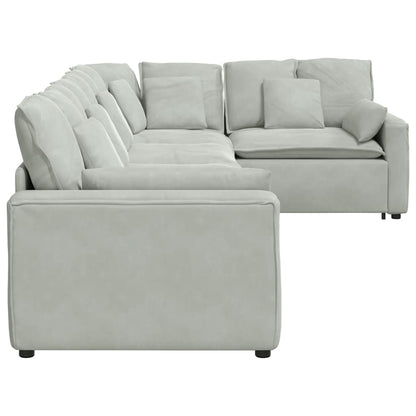 Sofá modular com almofadas veludo cinzento-claro