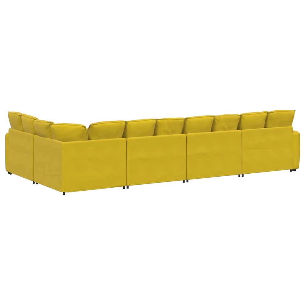 Sofá modular com almofadas veludo amarelo