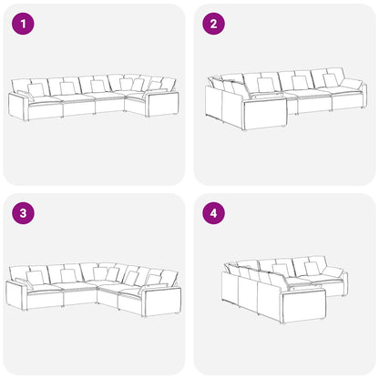 Sofá modular com almofadas veludo amarelo