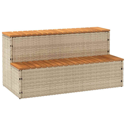 Degrau p/ hidromassagem 100x50x50,5 cm PE e acácia maciça bege