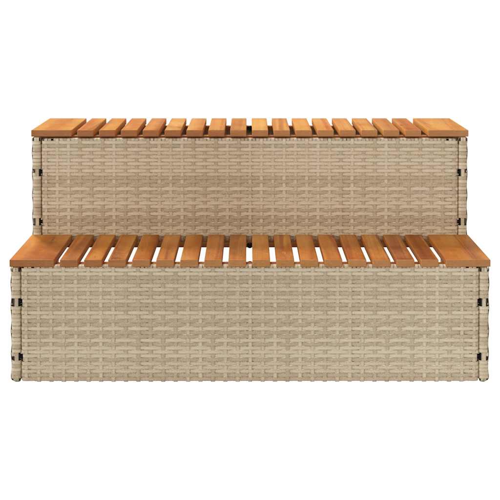 Degrau p/ hidromassagem 100x50x50,5 cm PE e acácia maciça bege