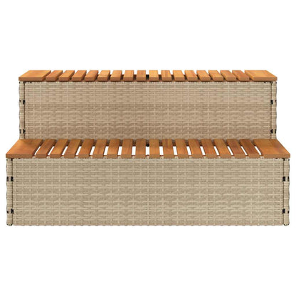 Degrau p/ hidromassagem 100x50x50,5 cm PE e acácia maciça bege
