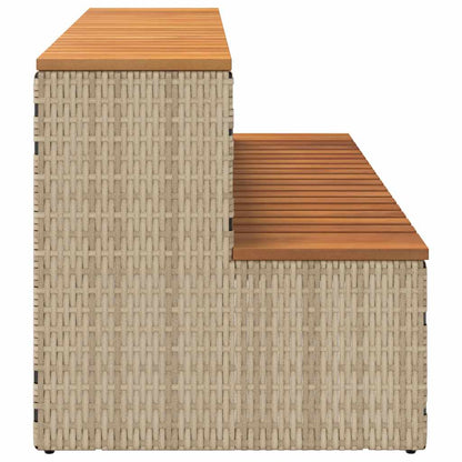 Degrau p/ hidromassagem 100x50x50,5 cm PE e acácia maciça bege