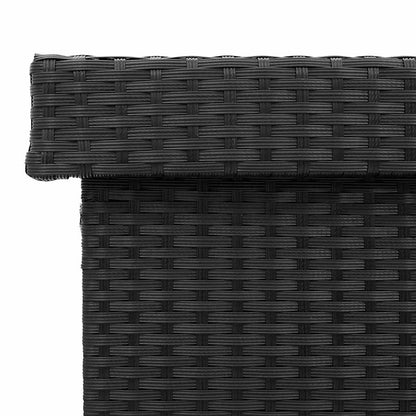 Caixa de arrumação jardim com rodas 110x55x73 cm vime PE preto