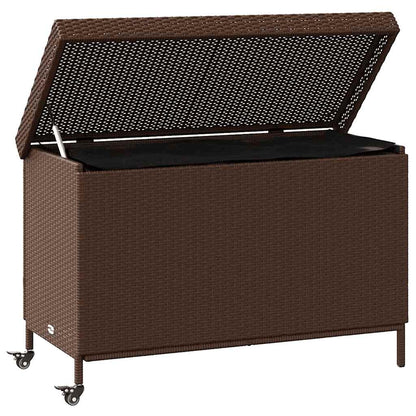 Caixa de arrumação com rodas 110x55x73 cm vime PE castanho