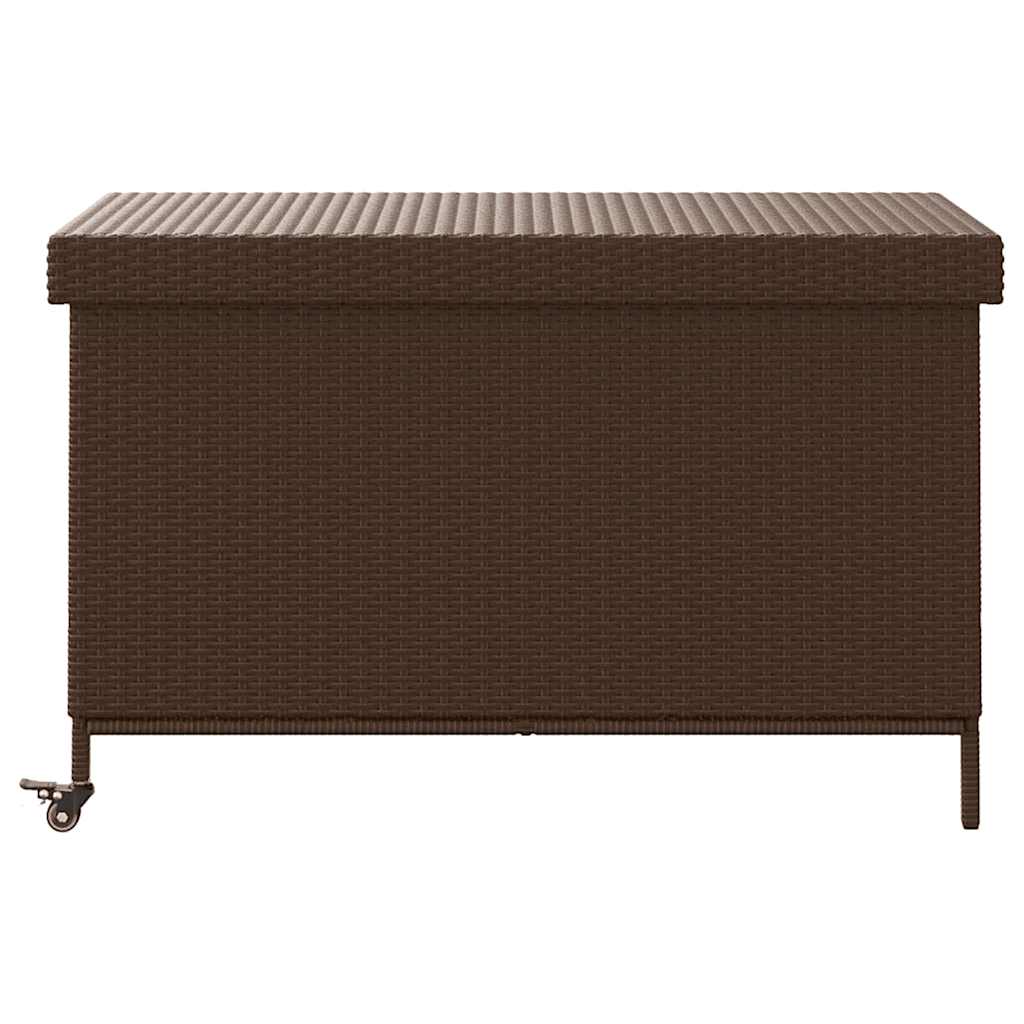 Caixa de arrumação com rodas 110x55x73 cm vime PE castanho