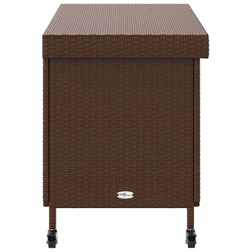 Caixa de arrumação com rodas 110x55x73 cm vime PE castanho