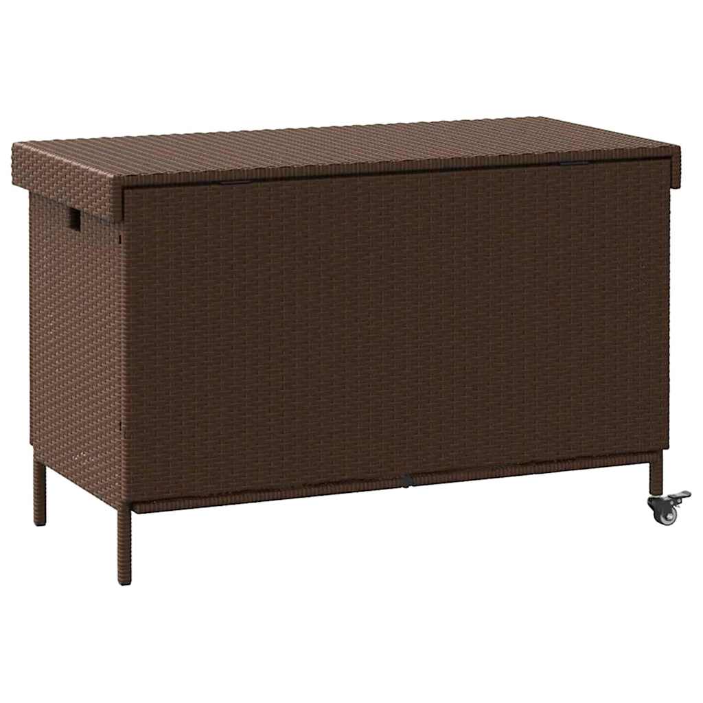 Caixa de arrumação com rodas 110x55x73 cm vime PE castanho