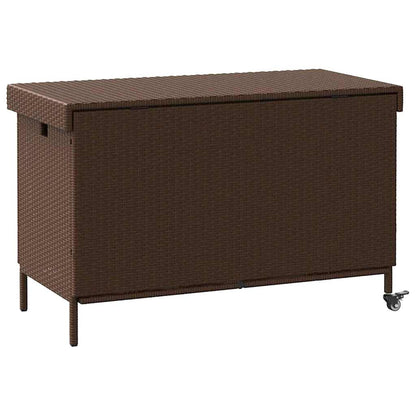 Caixa de arrumação com rodas 110x55x73 cm vime PE castanho