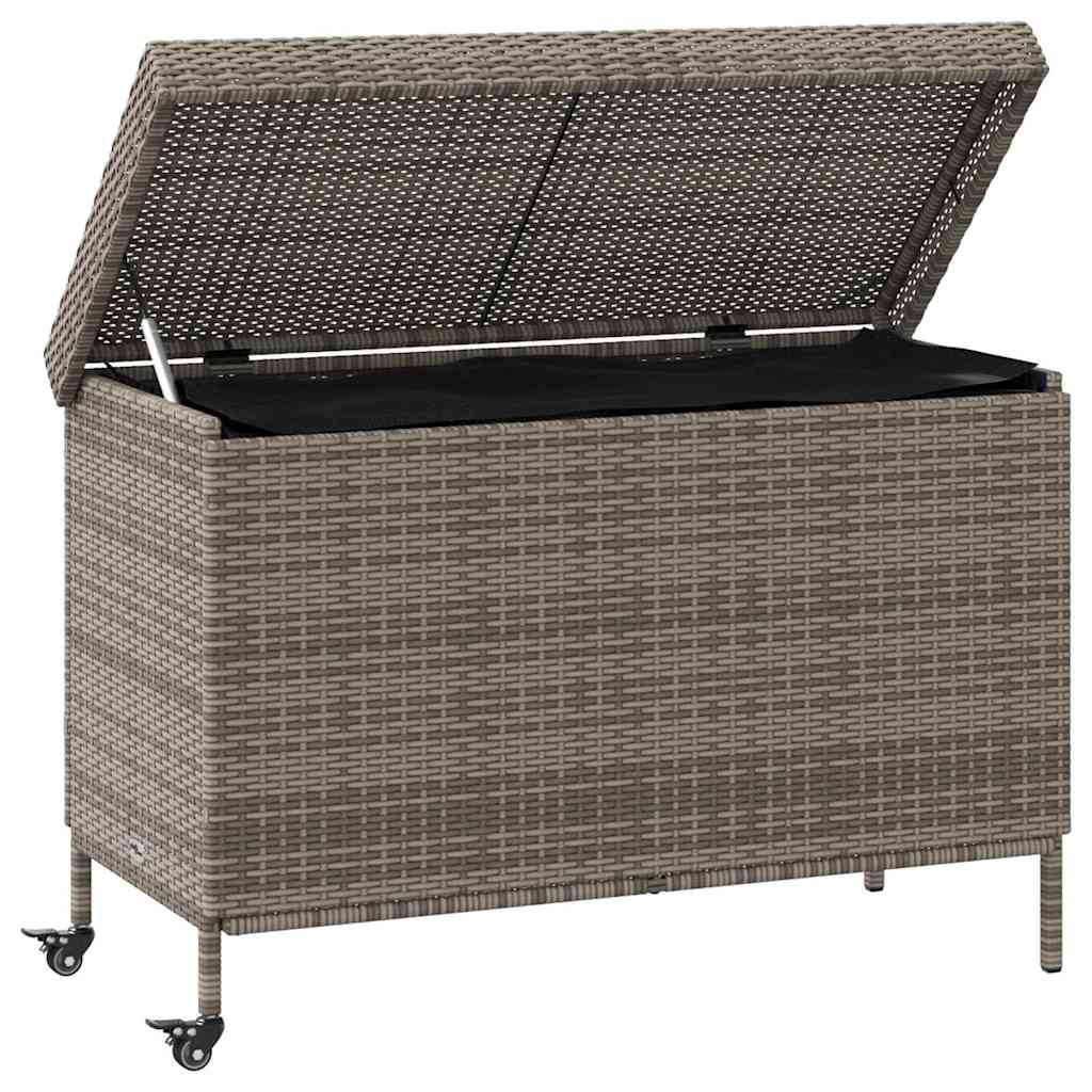 Caixa de arrumação com rodas 110x55x73 cm vime PE cinzento