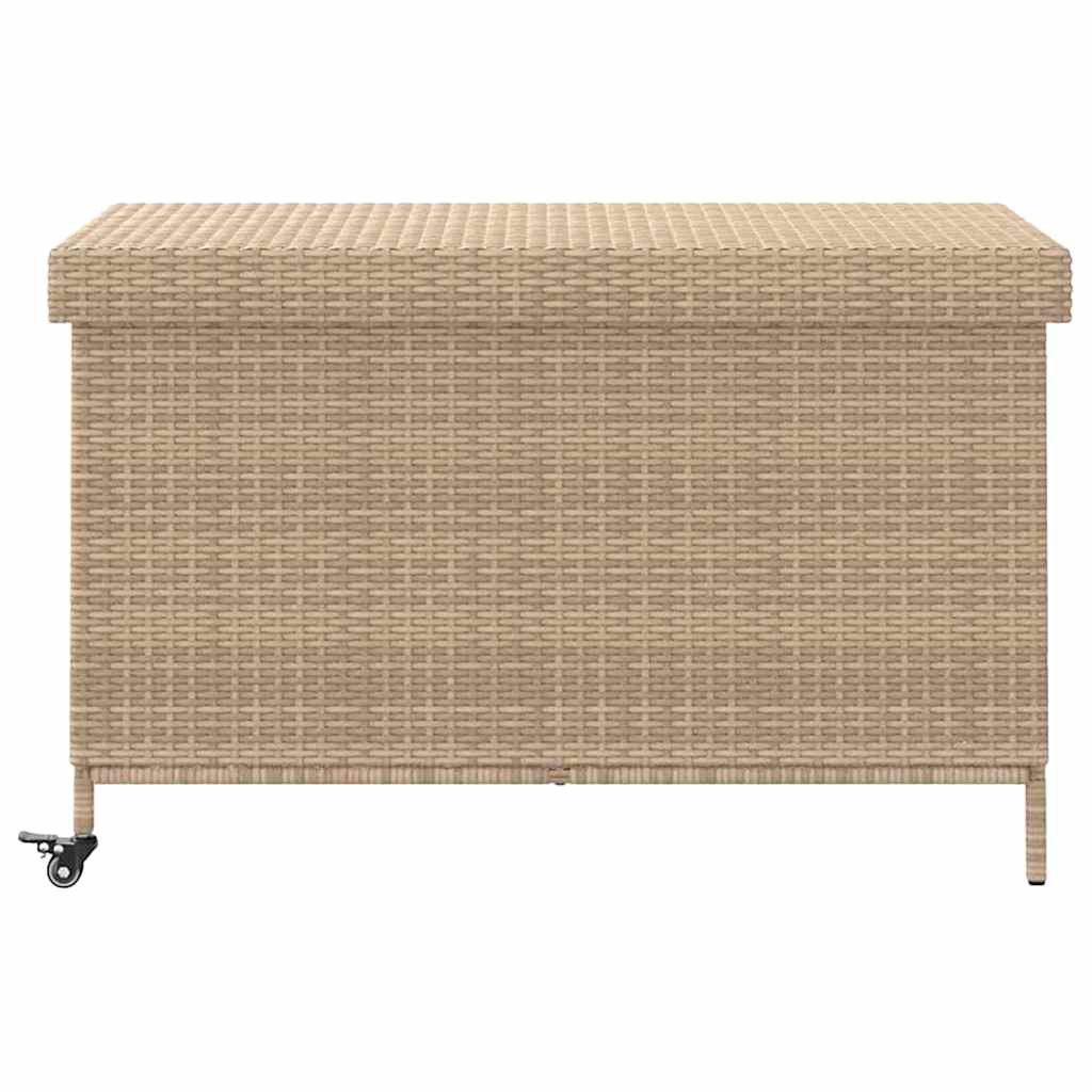 Caixa de arrumação com rodas 110x55x73cm vime PE bege misturado