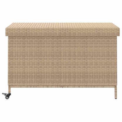 Caixa de arrumação com rodas 110x55x73cm vime PE bege misturado
