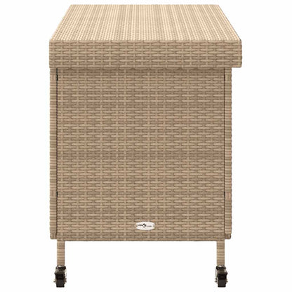 Caixa de arrumação com rodas 110x55x73cm vime PE bege misturado
