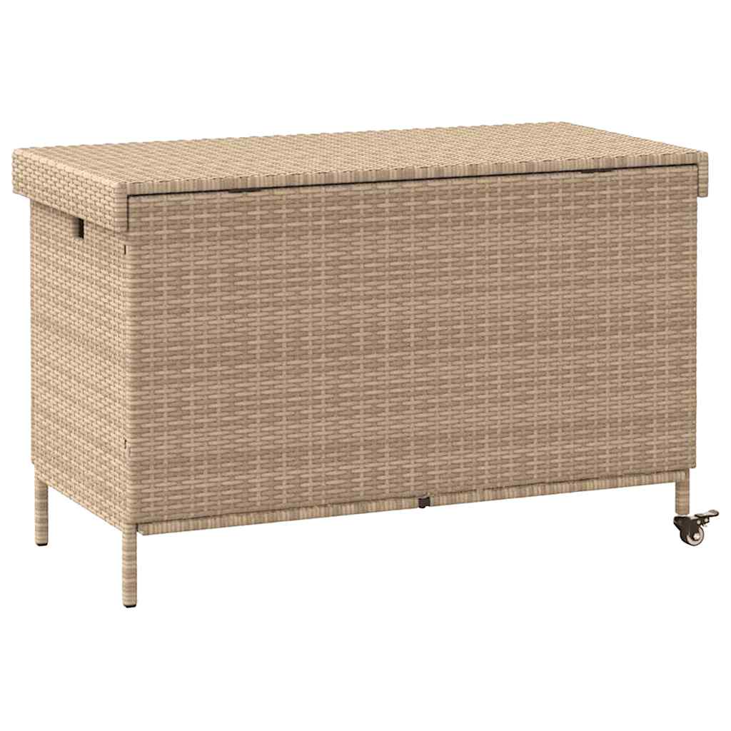 Caixa de arrumação com rodas 110x55x73cm vime PE bege misturado