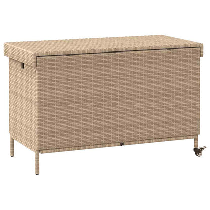 Caixa de arrumação com rodas 110x55x73cm vime PE bege misturado