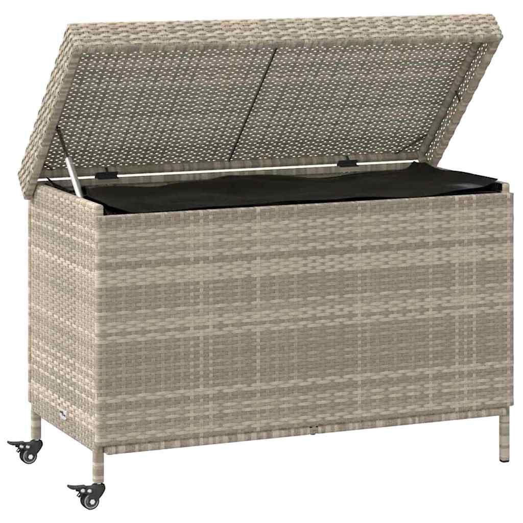 Caixa de arrumação com rodas 110x55x73 cm vime PE cinza-claro