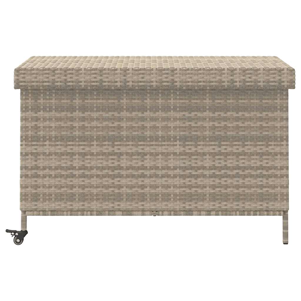 Caixa de arrumação com rodas 110x55x73 cm vime PE cinza-claro