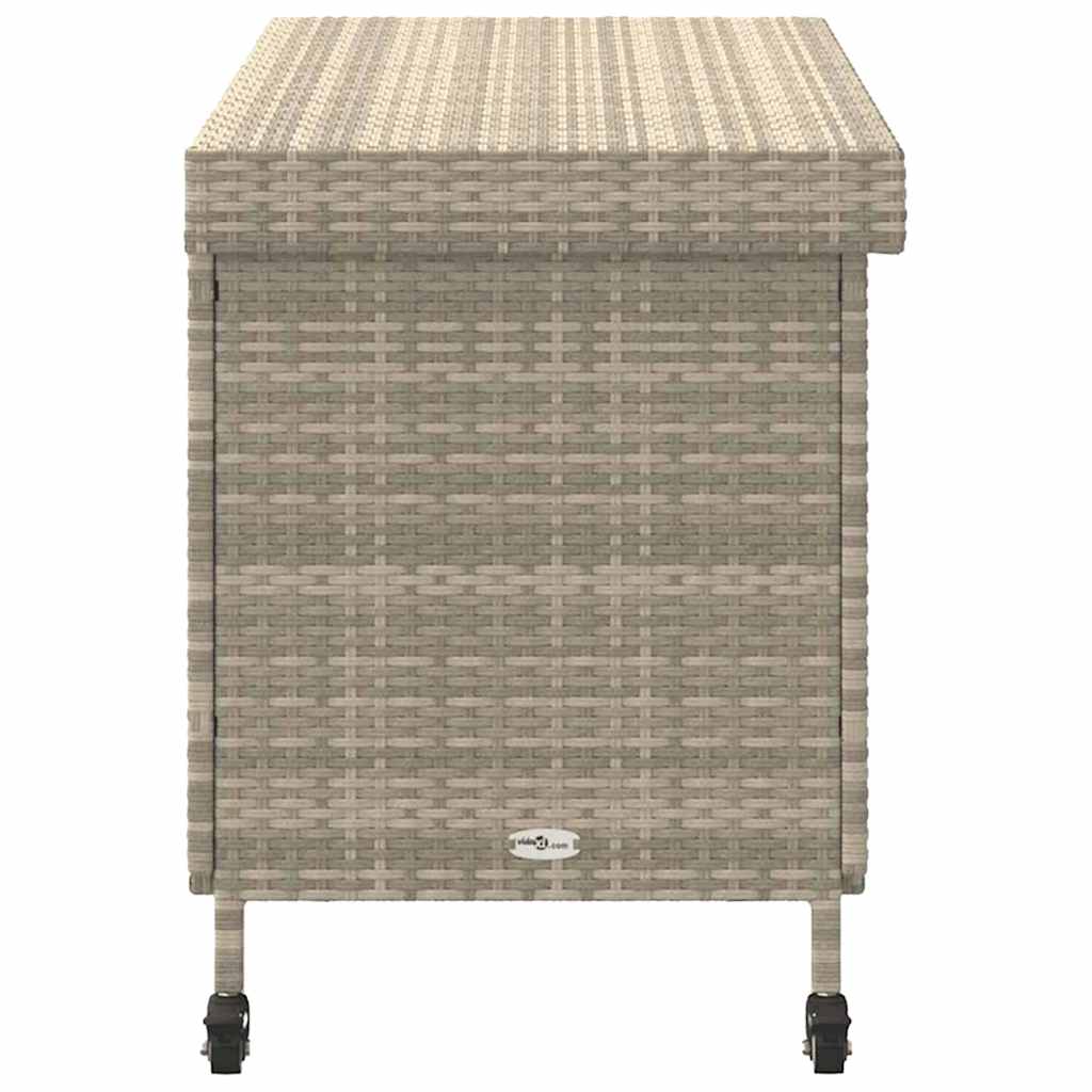 Caixa de arrumação com rodas 110x55x73 cm vime PE cinza-claro