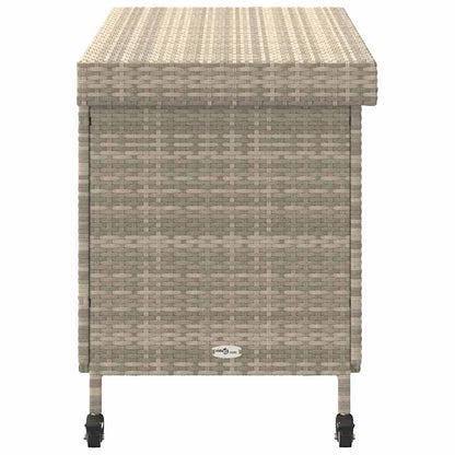 Caixa de arrumação com rodas 110x55x73 cm vime PE cinza-claro