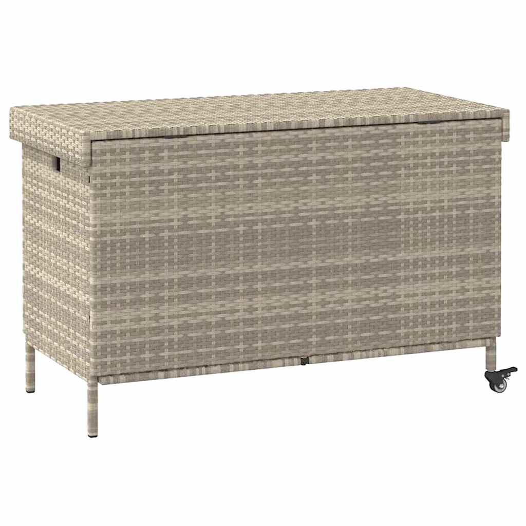 Caixa de arrumação com rodas 110x55x73 cm vime PE cinza-claro