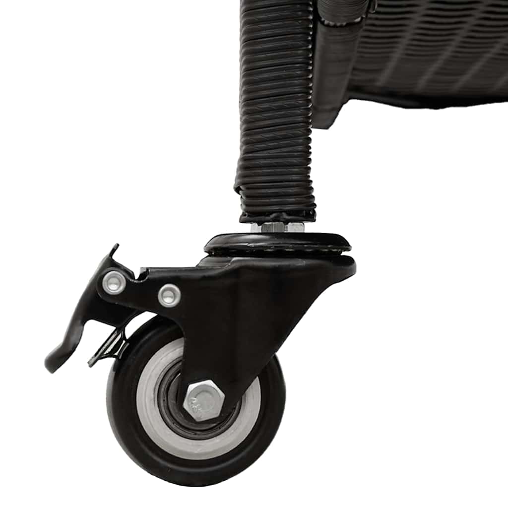 Caixa de arrumação jardim com rodas 160x55x75 cm vime PE preto