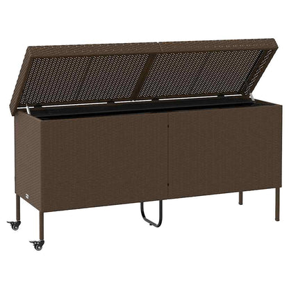 Caixa de arrumação com rodas 160x55x75 cm vime PE castanho