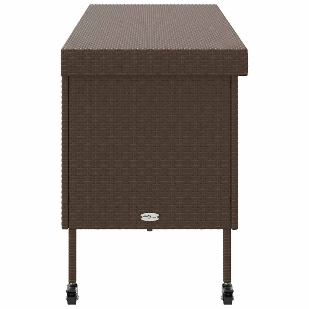 Caixa de arrumação com rodas 160x55x75 cm vime PE castanho