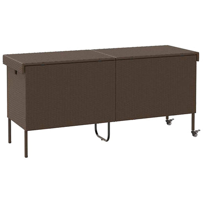 Caixa de arrumação com rodas 160x55x75 cm vime PE castanho