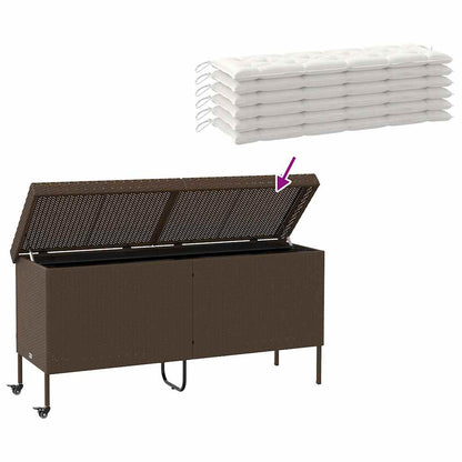Caixa de arrumação com rodas 160x55x75 cm vime PE castanho