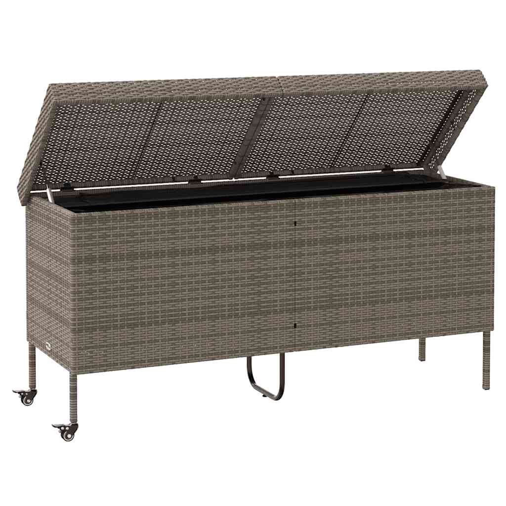 Caixa de arrumação com rodas 160x55x75 cm vime PE cinzento