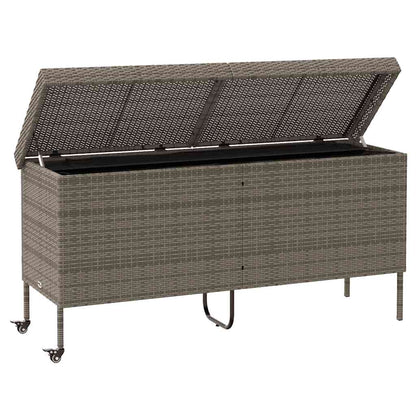 Caixa de arrumação com rodas 160x55x75 cm vime PE cinzento