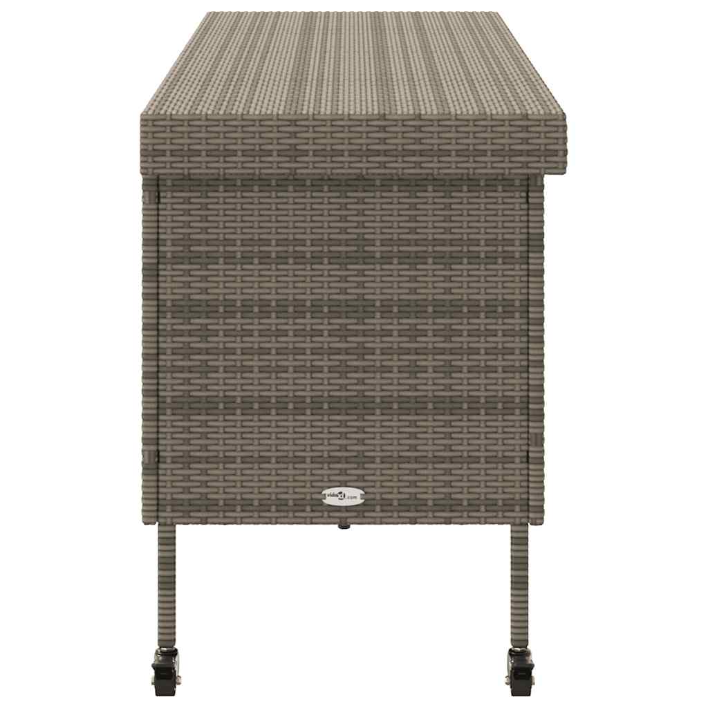 Caixa de arrumação com rodas 160x55x75 cm vime PE cinzento