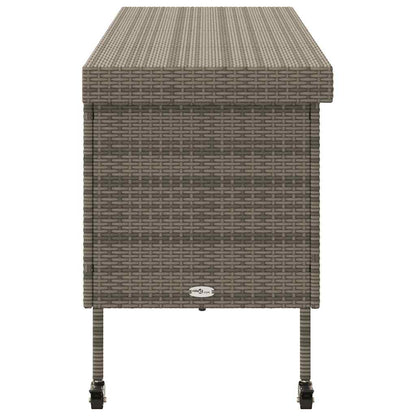Caixa de arrumação com rodas 160x55x75 cm vime PE cinzento
