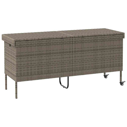 Caixa de arrumação com rodas 160x55x75 cm vime PE cinzento
