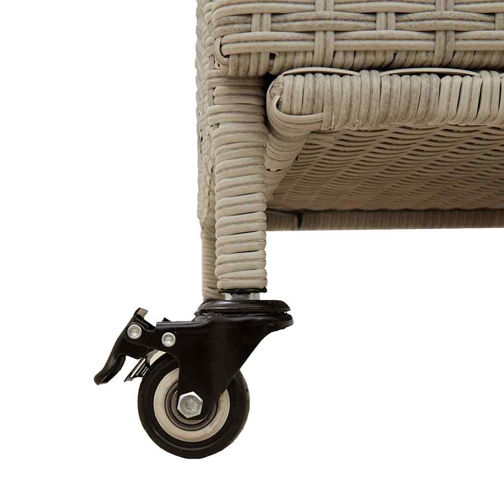 Caixa de arrumação com rodas 160x55x75 cm vime PE cinza-claro