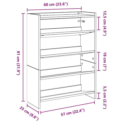 Sapateira 60x25x81 cm derivados de madeira cinzento sonoma