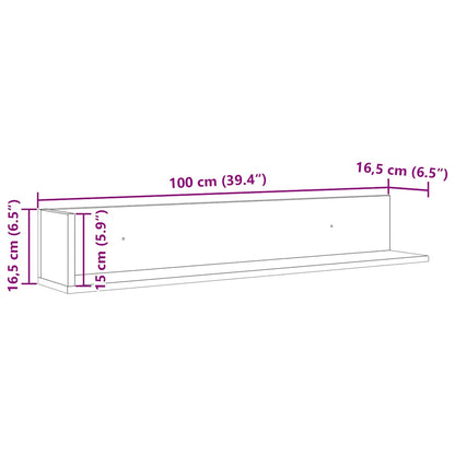 Estantes parede 2pcs 100x16,5x16,5 cm derivados madeira branco