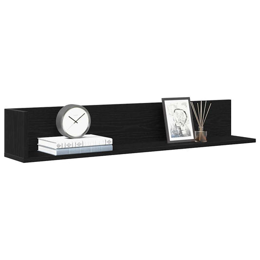 Prateleiras parede 2pcs 100x16,5x16,5cm derivados madeira preto