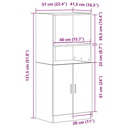 Armário de cozinha 57x41,5x131,5 cm derivados de madeira branco