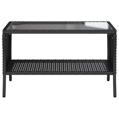 Sofá de jardim 2 lugares com almofadões vime PE preto