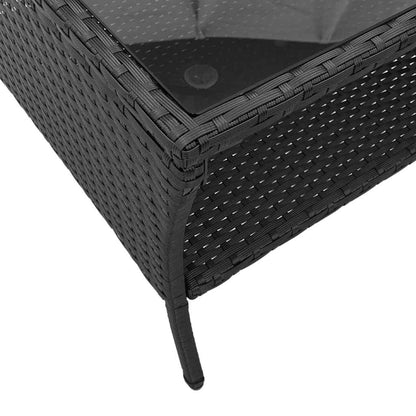 Sofá de jardim 2 lugares com almofadões vime PE preto