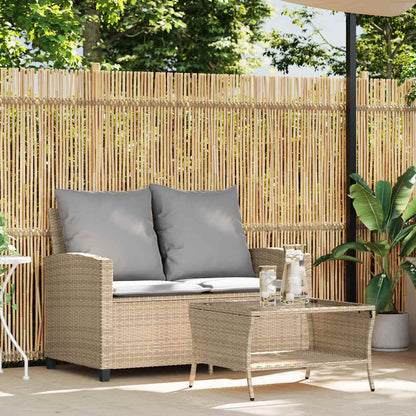 Sofá de jardim c/ mesa e almofadões 2 lugares vime PE bege