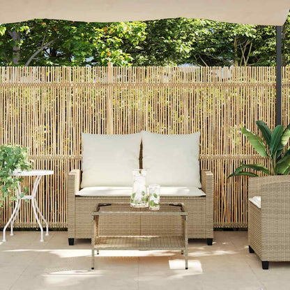 Sofá de jardim c/ mesa e almofadões 2 lugares vime PE bege