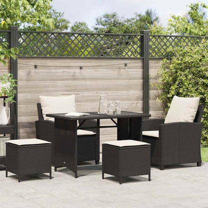 4 pcs conjunto de sofás para jardim c/ almofadões vime PE preto