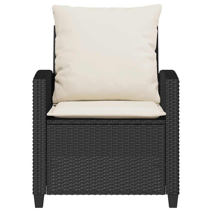 4 pcs conjunto de sofás para jardim c/ almofadões vime PE preto
