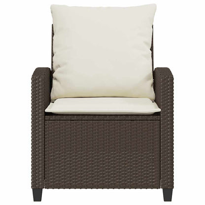 4 pcs conjunto sofás de jardim c/ almofadões vime PE castanho