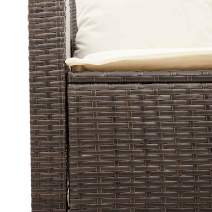 4 pcs conjunto sofás de jardim c/ almofadões vime PE castanho