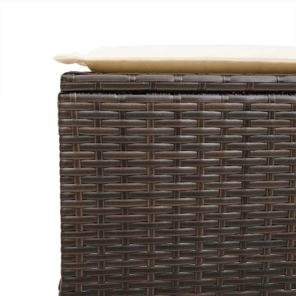 4 pcs conjunto sofás de jardim c/ almofadões vime PE castanho